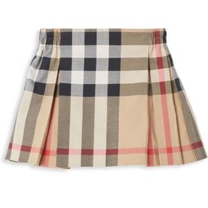 Baby Girls Burberry Check Stretch Cotton Pleated Skirt, Size 18 Months